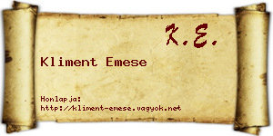 Kliment Emese névjegykártya